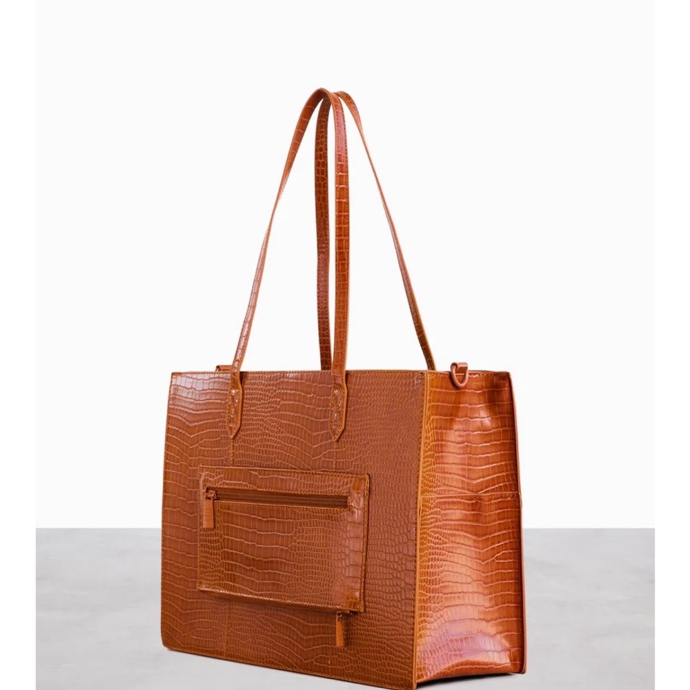 Beis work tote, gently used, color is cognac croc